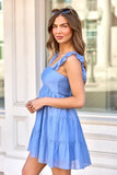 Its My Day Light Blue Smocked Mini Dress
