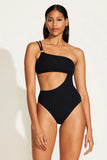 Cosmo One Shoulder One Piece Black EcoRib