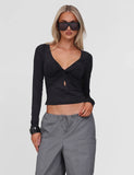 SAFFIRA LONG SLEEVE TOP BLACK