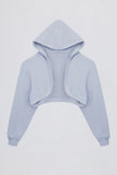 Brushed Jersey Hooded Cropped Shrug in Soft Blue