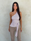 LYLE ONE SHOULDER TOP PINK STRIPE