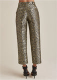 Jacquard Slit Hem Pants Black Gold
