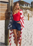 Cotton Americana Cardigan Racing Red Multi