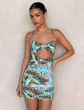 VERA MINI DRESS MULTI ANIMAL BUTTERFLY ANIMAL