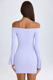 Off Shoulder Cut Out Mini Dress in Soft Lilac
