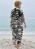 Front Tie Kimono Cover Up Modern Abstract