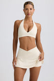 Brushed Jersey Crossover Mini Skort in Vanilla