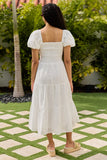 Forget Me Not White Eyelet Short Sleeve Midi Dress