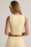 Modal Ribbed Button Up Vest Top in Buttercream Yellow