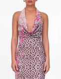 CATALINA MAXI DRESS NEUTRAL ANIMAL ANIMAL FLORAL BORDER