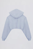 Brushed Jersey Hooded Cropped Shrug in Soft Blue
