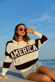 America Black And White Striped Sweater