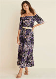 Off The Shoulder Maxi Dress Purple Multi