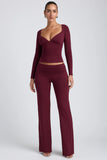 Mid Rise Straight Leg Trousers in Plum