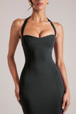 Halterneck Midaxi Dress in Black