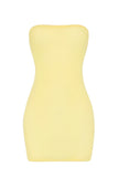 Soft Sheer Mesh Bandeau Mini Slip Dress in Yellow