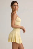 Modal Ruched A Line Mini Dress in Buttercream Yellow