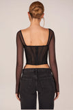 Corset Long Sleeve Top in Black