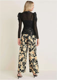 Mesh Button Front Top Jet Black