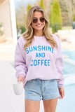 Sunshine And Coffee Purple Graphic Sweatshirt