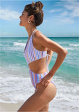 Stripe One Piece Swimsuit Reversible Lollipop Stripe