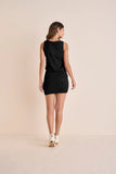 V Neck Side Wrap Mini Dress Black