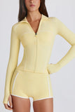 Soft Active Contrast Zip Up Jacket in Lemon