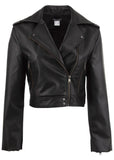 Faux Leather Moto Jacket Jet Black