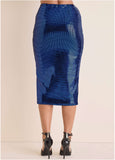 Sequin Midi Skirt Blue Black