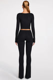 Modal Mid Rise Flared Trousers in Black