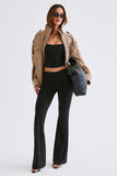 Modal Mid Rise Flared Trousers in Black
