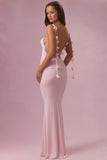 Jersey Draped Gown in Blush