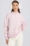 Jacquard Knit Oversized Jumper in Pink