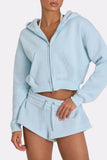 Oversized Zip Up Hoodie in Powder Blue