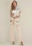 Textured Open Cardigan Cream Multi