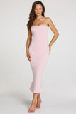 Modal Lace Trim Midaxi Dress in Baby Pink