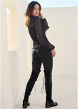 Sheer Smocked Top Jet Black