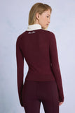 Knit Long Sleeve Fitted Top in Burgundy