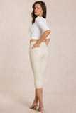 Mid Rise Capri Jeans in Ivory