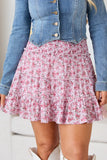 Through The Garden Pink Floral Mesh Skort