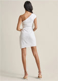 One Shoulder Sequin Dress White