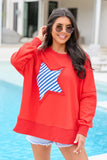 Solstice Red And Blue Striped Star Pullover