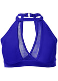 High Neck Keyhole Swim Top Cobalt Blue