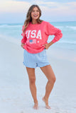 Athletic USA Flag Light Red Graphic Sweatshirt