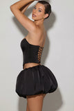 Bubble Hem Micro Mini Skirt in Black