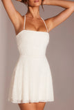 Embellished Multi Wear A Line Mini Dress in White