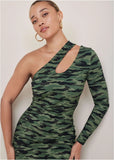 One Shoulder Cutout Mini Dress Rebel Camo