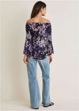 Bell Sleeve Printed Top Purple Multi