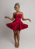 Heartstopper Strapless Mini Dress Red