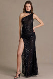 Sequin Lace Scarf Detail Maxi Dress in Black